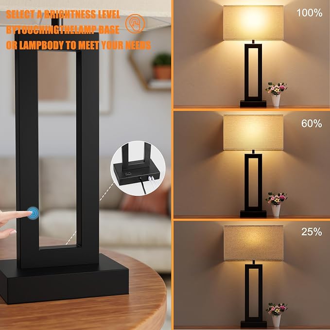 Seealle 26.3in Big Bedroom Table Lamps Set of 2 -Touch Control, 3 Way Dimmable - Image 4