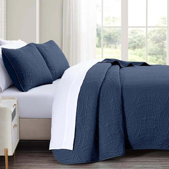 akkialla Navy Twin Quilt Set, Ultrasonic Lightweight Bedspread Coverlet - Image 4