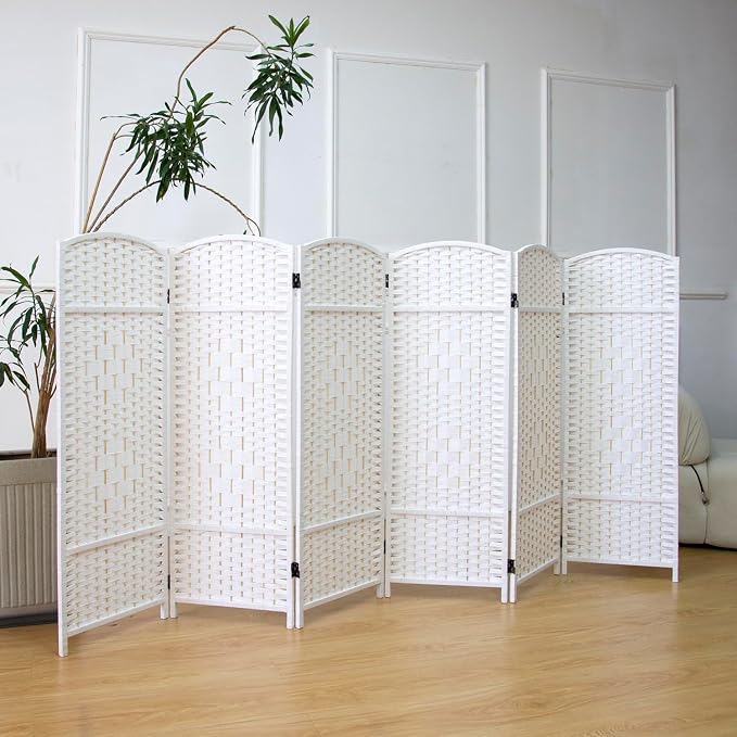 6 Panel Rattan Divider Short Room Partition Screen, Double Sided Folding Divider - Image 4