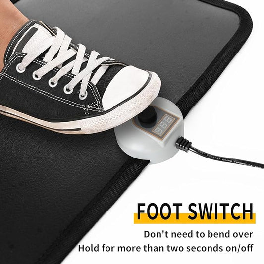 AC 110V Heated Floor Mat for Foot, Carbon Crystal Heating Pad, Electric Heated Foot Warmers for Office, Home (Black)