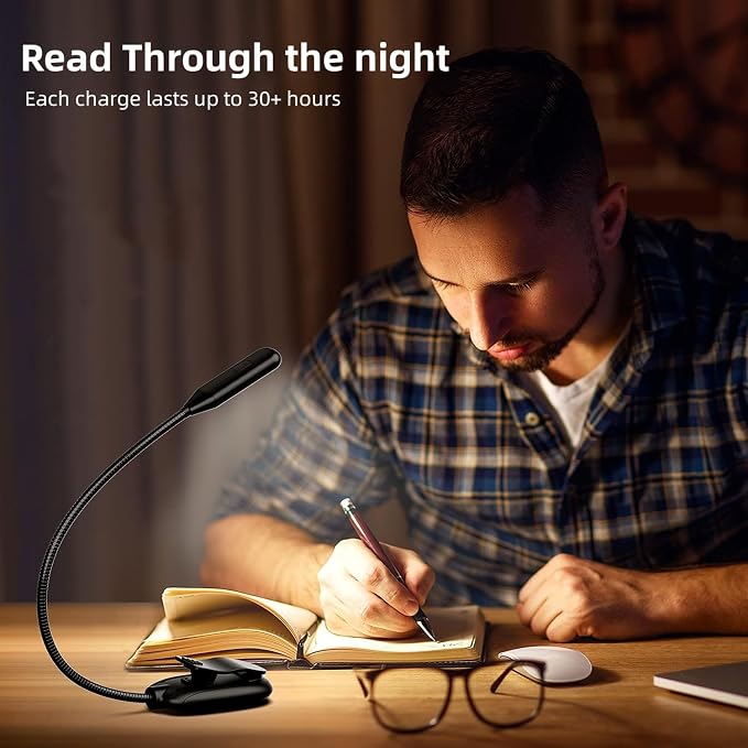 Mini Book Light, Rechargeable Up to 60 Hours, 9-Level Brightness, Easy Clip On - Image 6