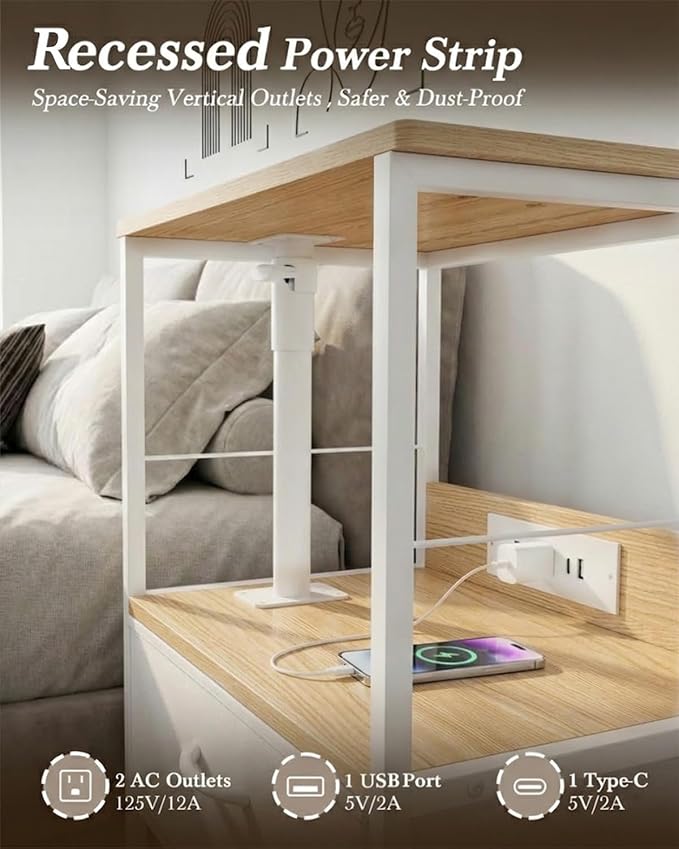 Faesun Swivel Lift Top Nightstand - Image 4
