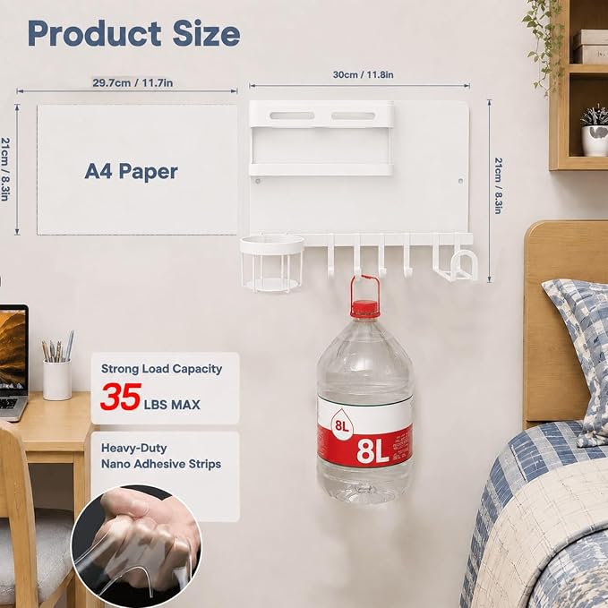 Metal Bedside Wall Shelf, 【No Drill】 Wall Organizer - Image 3