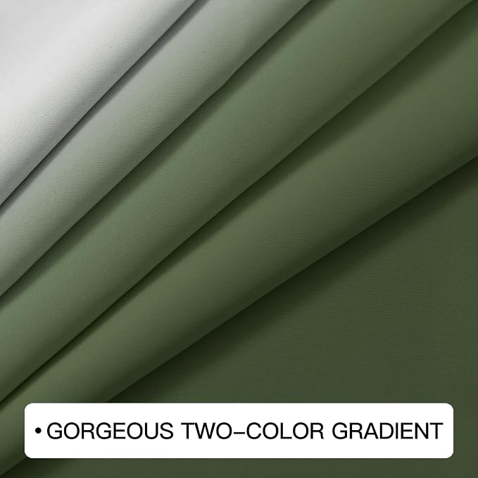 COSVIYA Grommet Room Darkening Ombre Sage Green Curtains W52xL63 inch | - Image 4