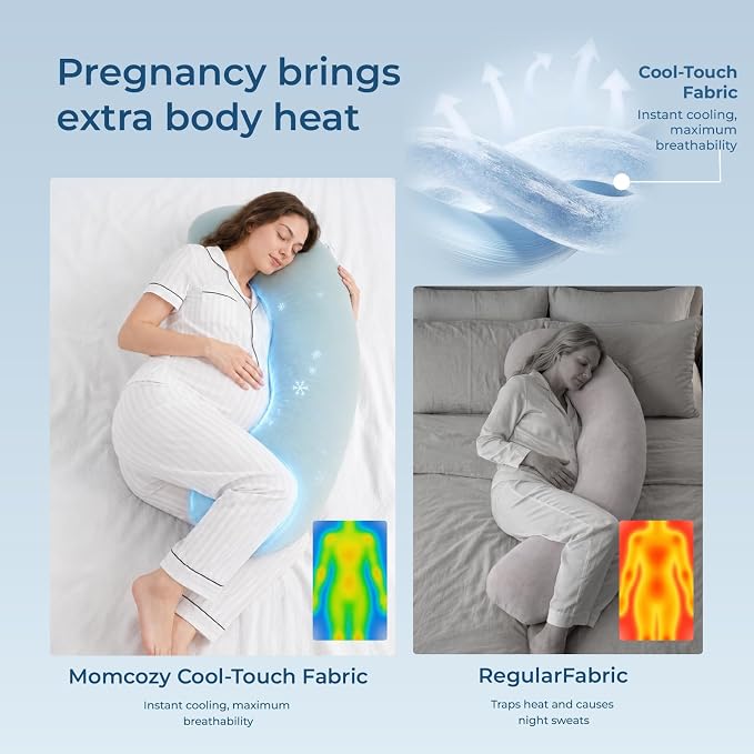Momcozy J Shaped Pregnancy Pillow, Maternity Body Pillow - Image 3
