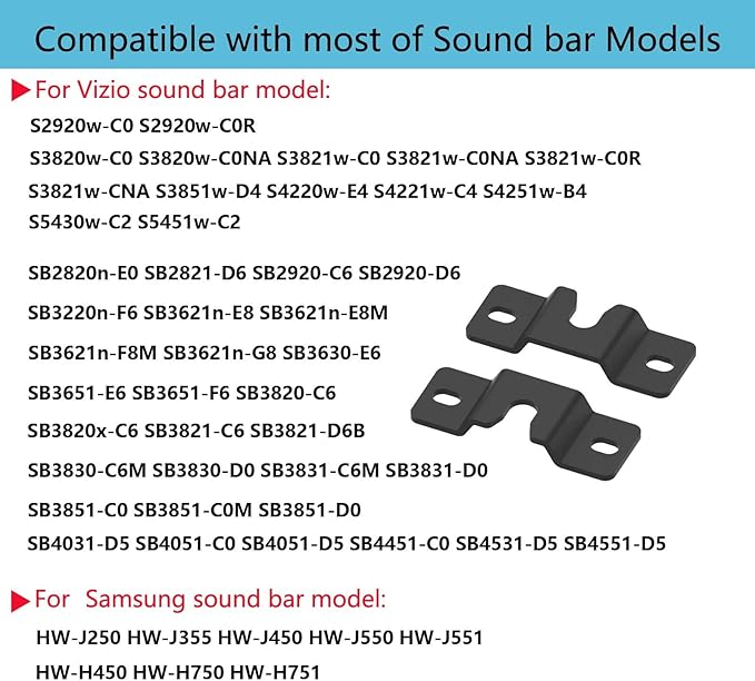 Vdsvksd Sound Bar Mounting Bracket,SoundBar Wall Mount Brackets for Vizio Soundbar Mounted Under or Above TV,Fits Most of Sound Bars,Soundbars Mounts Brackets with Hardware Kit