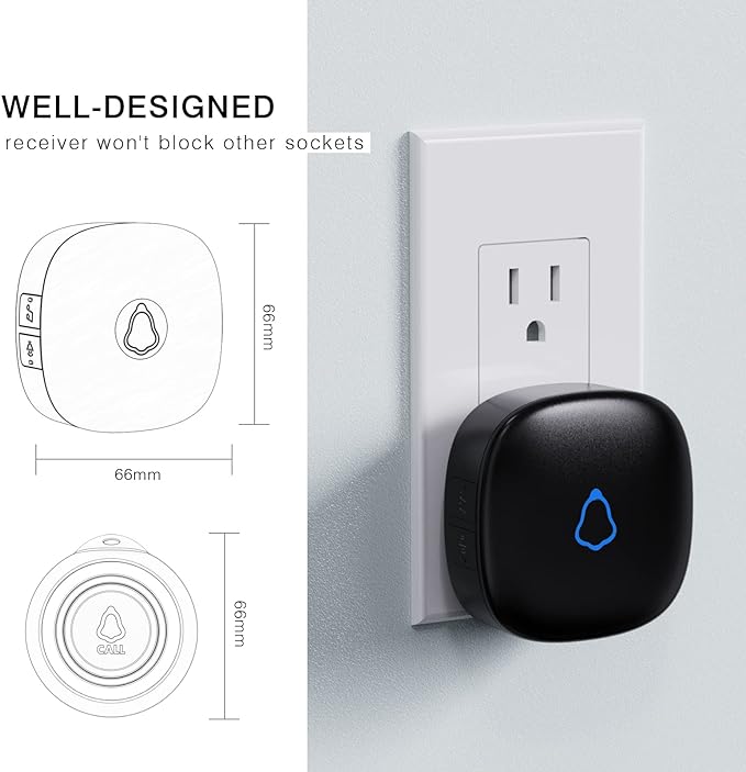 Caregiver Pager, Wireless Call Button for Seniors/Elderly at Home, 1 SOS Button + 1 Receiver Medical Life Alert System, Emergency Panic Call Bell, Help Alarm for Nurse Calling & Patient Assistance