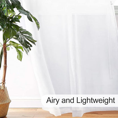 XWZO White Sheer Curtains 84 Inches Long for Bedroom, Light Filtering, Airy & Breathable Voile Drapes, Grommet Tieback Window Curtains for Living Room, Kids Room, Set of 2 Panels, W42 x L84