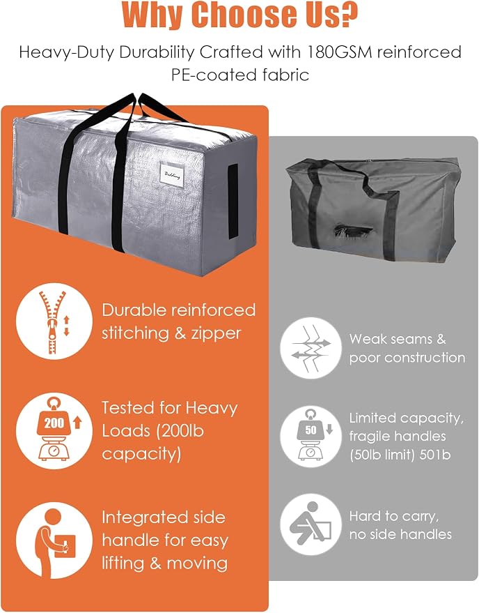 SWEET DOLPHIN 8 Pack 200LB Heavy-Duty Moving Bags - Image 7