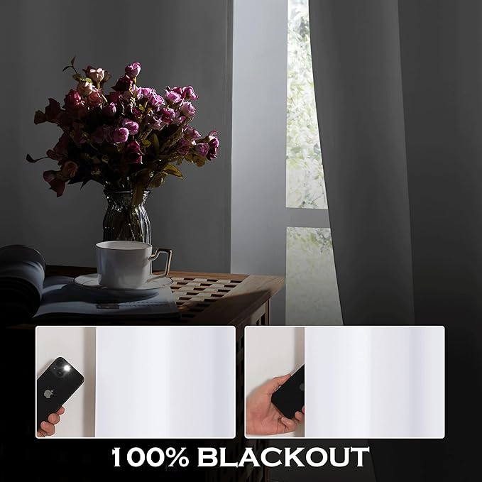 KGORGE Soundproof & Dust Particle Filtering Curtains 100% Blackout Window Cover Thermal Insulating Energy Smart Curtains for Living Room Bedroom Baby Nursery, W 52 x L 108 inches, White, 1 Pair