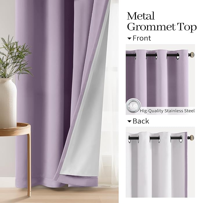 COSVIYA Lilac 100% Blackout Curtains - Image 4