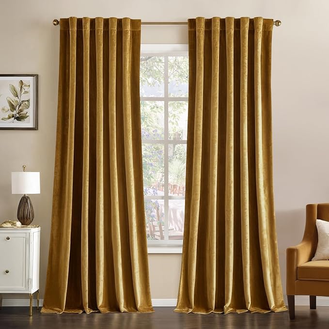 MIULEE Velvet Curtains Extra Wide 72x84 inches Gold Curtains | Luxury, Room by MIULEE
