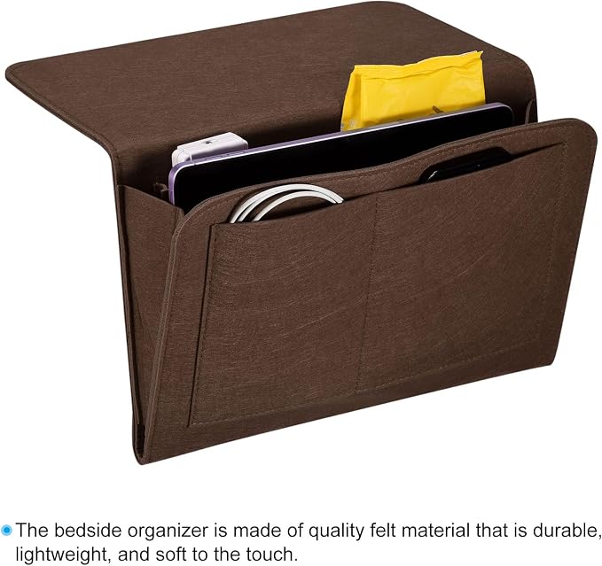 PATIKIL 13in Bedside Caddy, Bed Caddy Bedside Organizer Hanging 5 Pocket Soft - Image 4