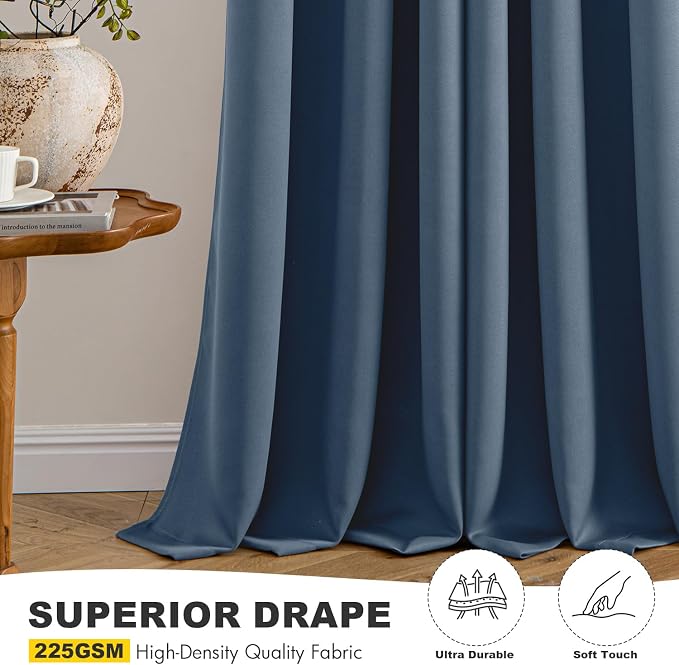 MIULEE Blackout Curtains for Bedroom 2 Panels 50 x 84 Inch Long Stone Blue | - Image 5