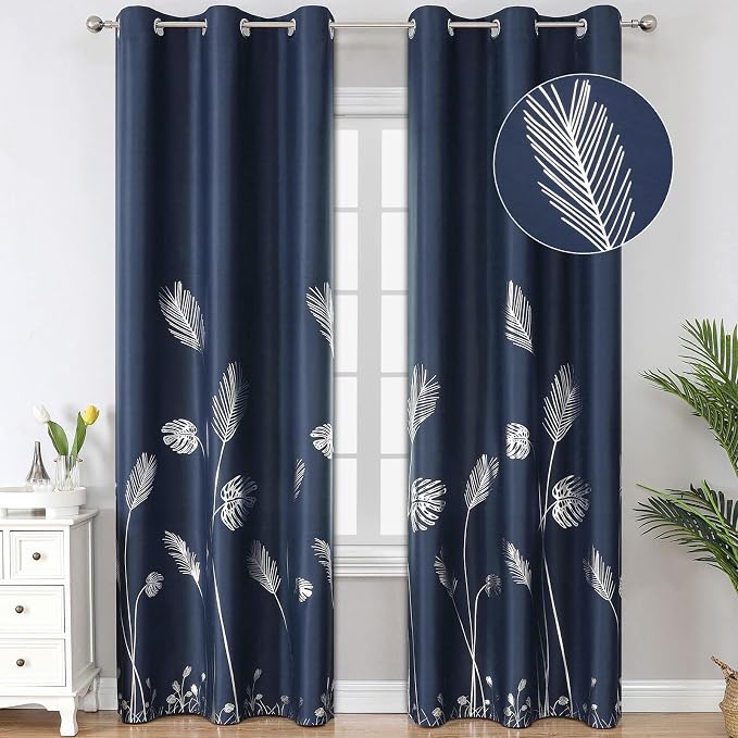 Navy Blue Blackout Curtains 84 Inches Length Window Thermal Insulated Curtain by ESTELARTEXTILER