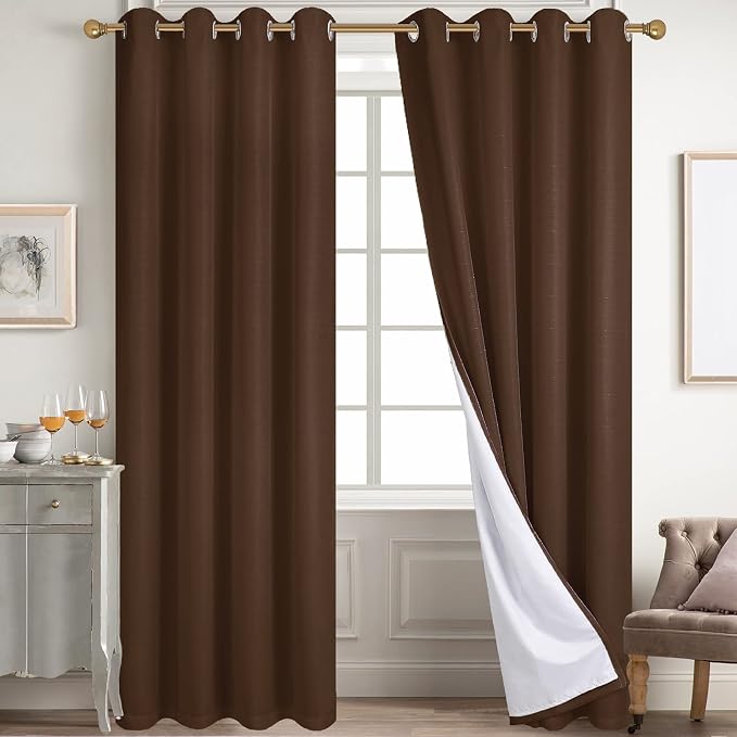 Diraysid 100% Blackout Curtains Chocolate Brown Linen Curtains by Diraysid%2C+refresh+your+life