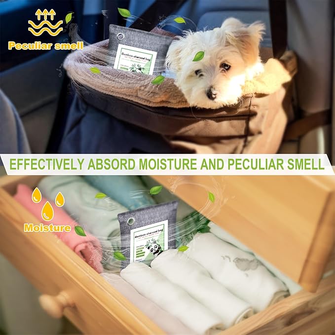 Mayunuo Activated Charcoal Odor Absorber for Strong Odor, Basement, Cars, Closets, Shoes, Smoke. 16 Pack Bamboo Charcoal Air Purifying Bags Deodorizer Odor Eliminator for Home