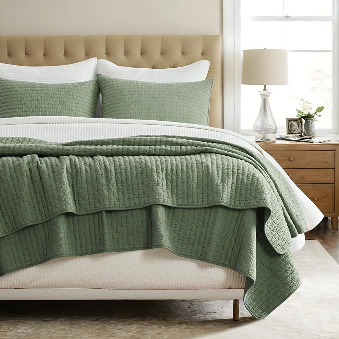 Cross Stitch Pre-Washed Cotton Quilt Bedding Set King Size, Oversized 3 Pieces - Image 5