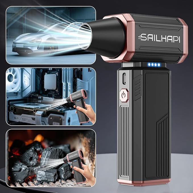 SAILHAPI Electric Air Duster, 300000RPM High-Speed Cordless Blower Fan with Variable Speed & Brushless Motor, Portable Mini Blower for Keyboard, Car, PC Cleaning, Replaces Canned Air, Gifts for Men