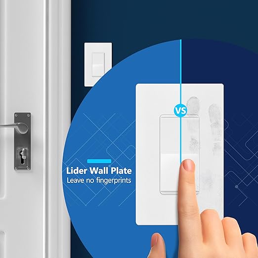 LIDER Matte White Minimalist Design Decorator Switch, Frameless Paddle Wall Light Switch, On/Off Rocker Switch, Single Pole, Residential Grade, UL Listed, 3 Wire, 15A 120-277VAC, 10 Pack