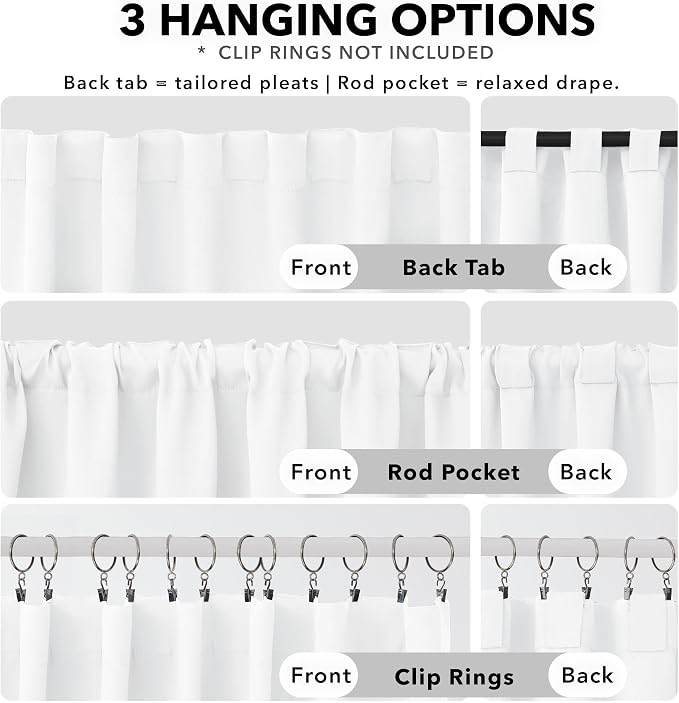 Deconovo Blackout Curtains for Bedroom, Living Room Curtains 45 Inches Long | - Image 2