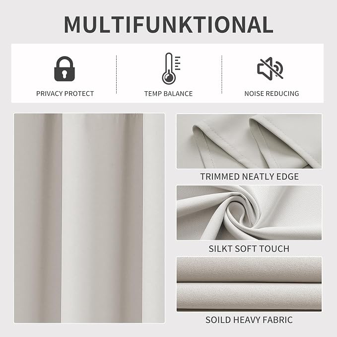 Joydeco Blackout Curtains 72 Inch Length 2 Panels Set, Thermal Insulated Long - Image 3