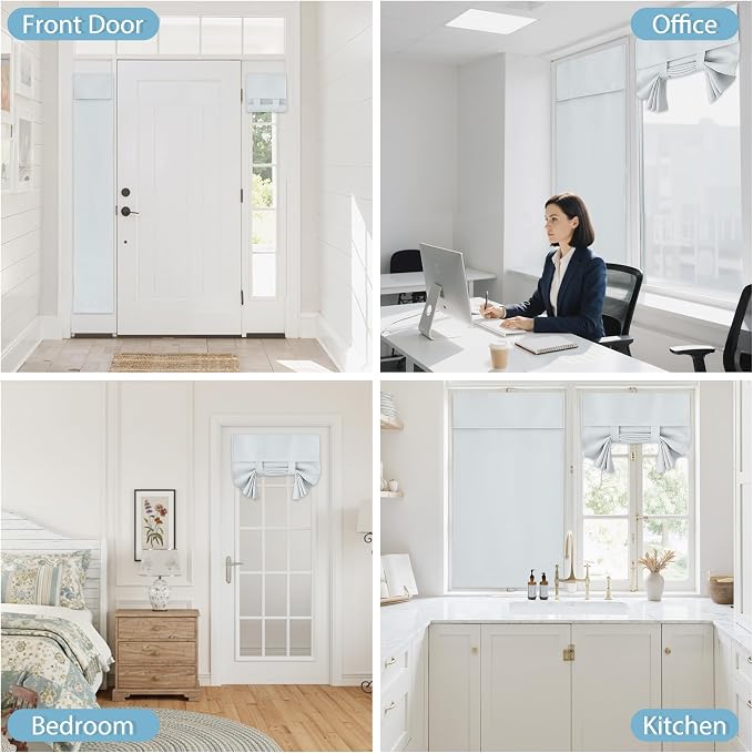 RYB HOME French Door Curtain 80 inch Long, Self Adhesive, - Image 9