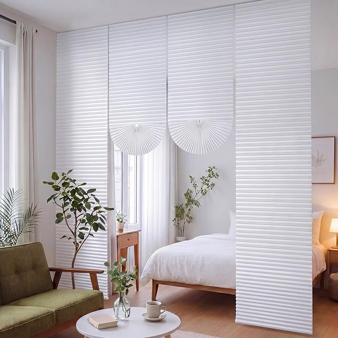 4 Pcs 10 x 9.8 ft No Drilling Dorm Room Divider | Non Woven Pleated Blinds - Image 3