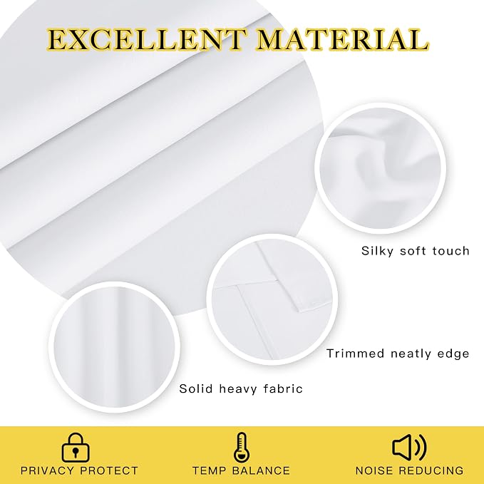 NICETOWN White Bedroom Curtain 72 inches Long - Image 4
