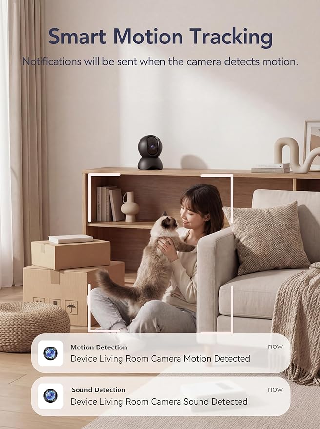 YYSY 2K 2.4GHz & 5GHz Indoor Security Camera, 2 Packs Pet/Dog/Baby Security Camera with Phone App, 360° Pan-Tilt WiFi Cameras for Home Security, 2-Way Audio, Night Vision, Auto-Tracking, Privacy Mode