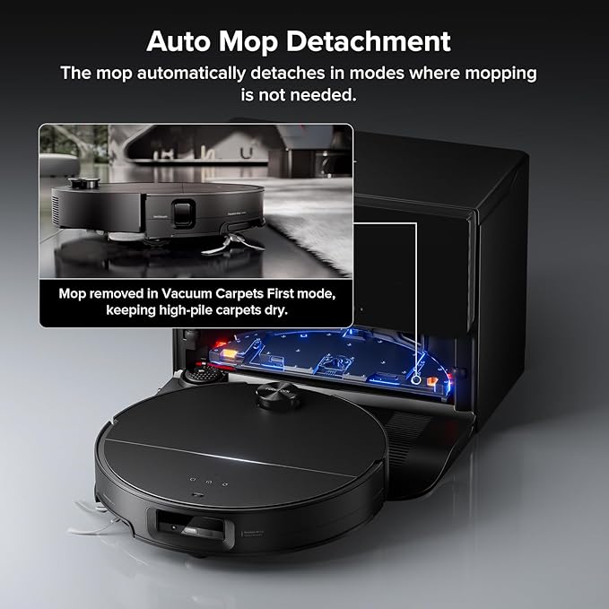 roborock Saros 10 with Refill & Drainage System Robot Vacuum and Mop, 22,000Pa Suction, AI Obstacle Avoidance, 3.14-inch Ultra Thin, Intelligent Dirt Detection, Zero Tangling Main Brush, Hot Water Mop