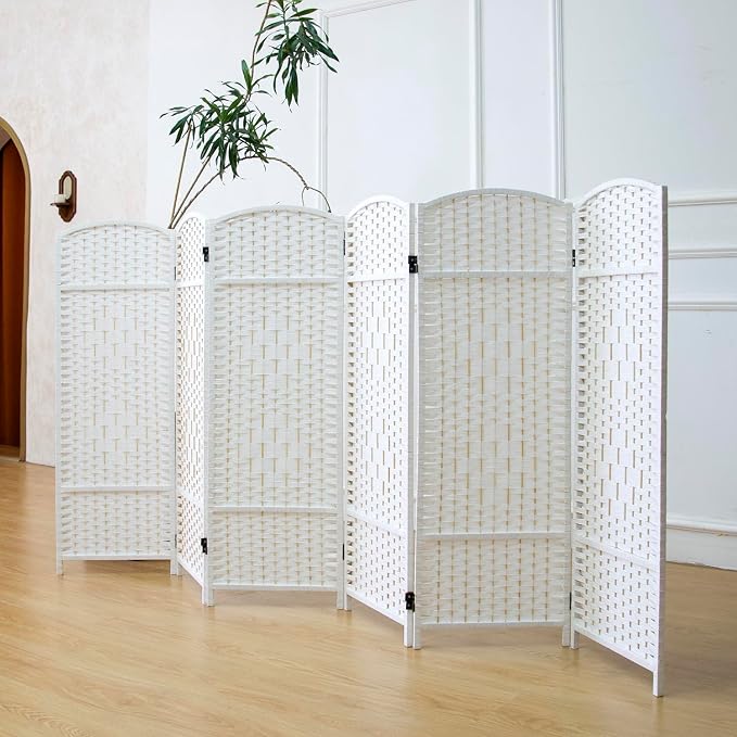 6 Panel Rattan Divider Short Room Partition Screen, Double Sided Folding Divider - Image 3