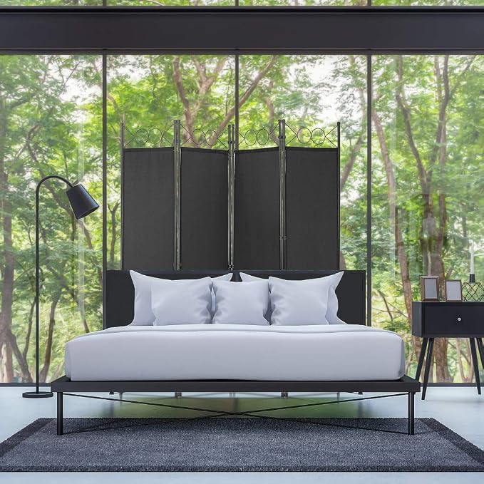 4 Panel Room Divider 6FT Steel Frame Screen Folding Privacy Divider - Image 6