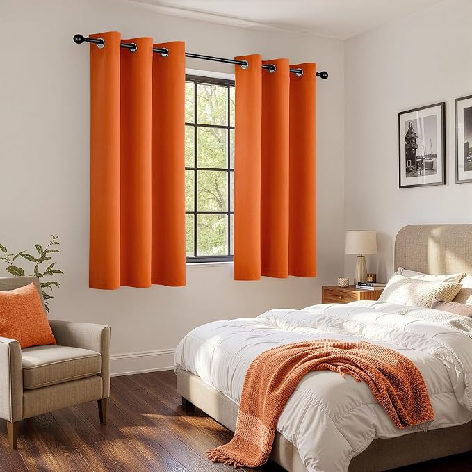 Fall Orange Blackout Curtains for Bedroom Living Room W40 x L72 Inch | 72 Inch - Image 6