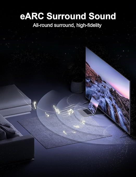XAOSUN HDMI 2.1 Cable Right Angle 3.3FT, 48Gbps Ultra High Speed HDMI Cord 8K@60Hz 4K@120Hz Dynamic HDR eARC HDCP 2.2& 2.3 HDR10, Compatible with ps5,ps4,x-Box,roku TV,HDTV,Blu-ray,lg,Samsung