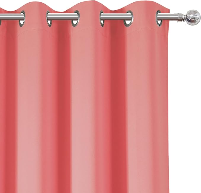 Blackout Curtains 66 x 84 inch/Coral Curtains Set of 2 Panels/Thermal Insulated - Image 7