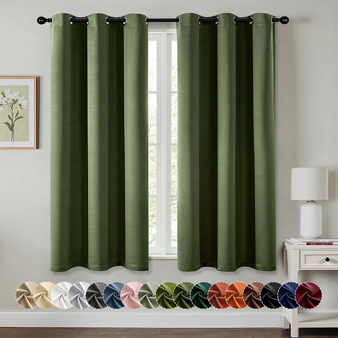 MIULEE Blackout Curtains for Bedroom 2 Panels 40 x 54 Inch Long Olive Green | by MIULEE