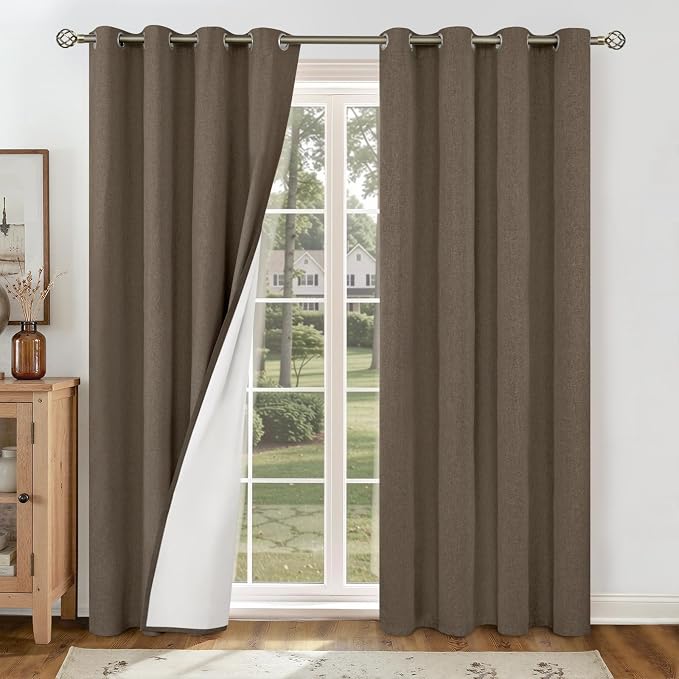YoungsTex Brown Linen Blackout Curtains 84 Inch Length by YoungsTex