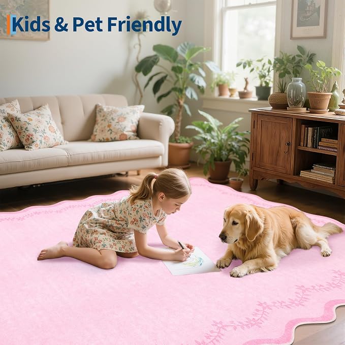 GarveeHome Round Area Rug 5ft Scalloped Washable Circle Rug - Image 7