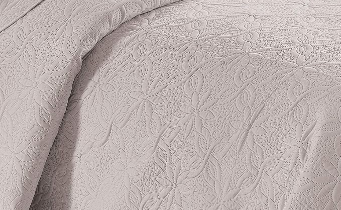 Fancy Linen 3pc Embossed Coverlet Bedspread Set Oversized Bed Cover Solid - Image 2