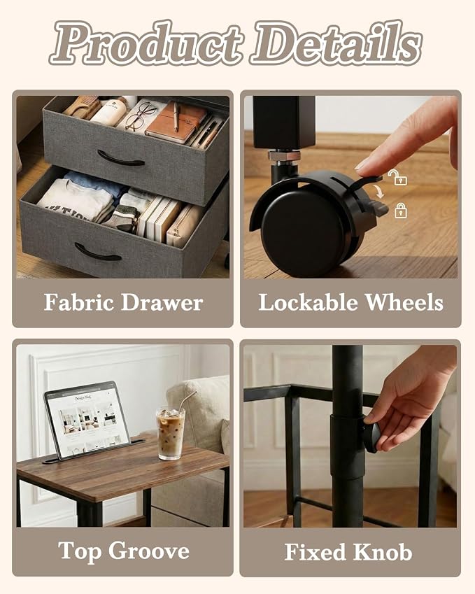 Faesun Swivel Lift Top Nightstand - Image 6