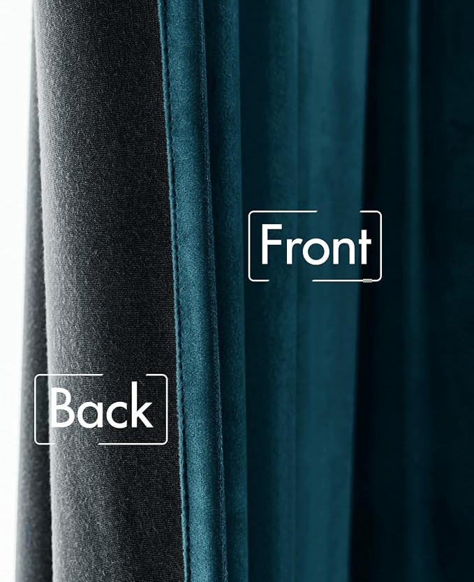 MIULEE Peacock Blue Velvet Blackout Curtains 52x108 inches 2 Panels | Luxury - Image 6