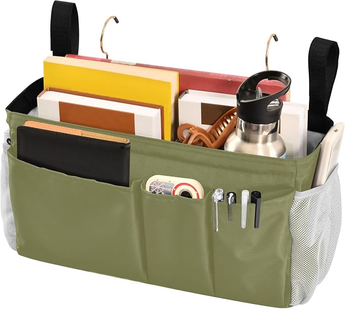 Olive Color Bedside Caddy Storage Bag Bedside Organizer - Image 3