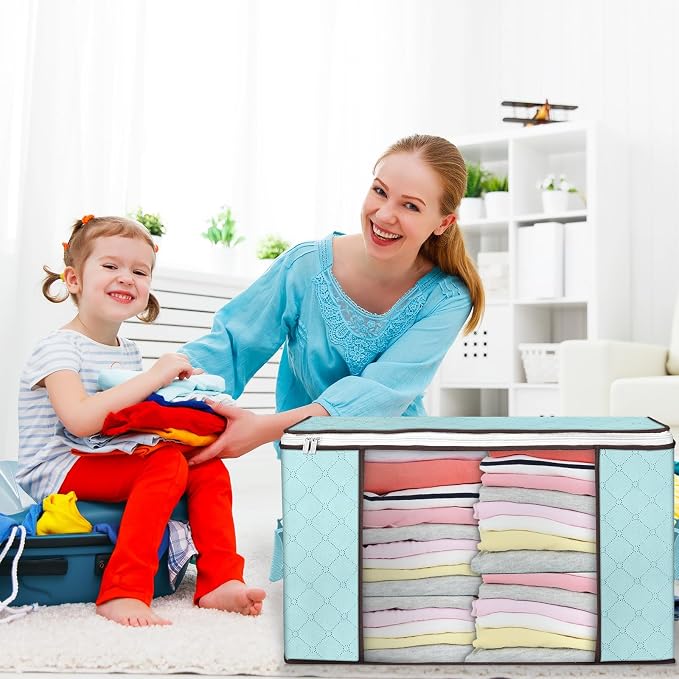 90L Large Storage Bags, 8 Pack Clothes Storage Bins Closet Organizers | - Image 6
