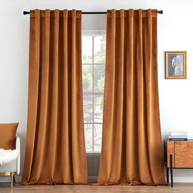MIULEE Velvet Curtains 52x108 inches 2 Panels Gold Brown Blackout Curtains | by MIULEE