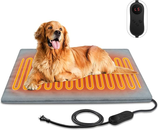 Large Pet Heating Pads for Dogs & Cats Outdoor, 35.4*23.6inches Dog Cat Heating Pad Bed Outdoor Waterprooof, Warming Heated Cat Dog Bed Blanket Outside, Heated Pet Mat, Gifts for Cats Dogs in Winter