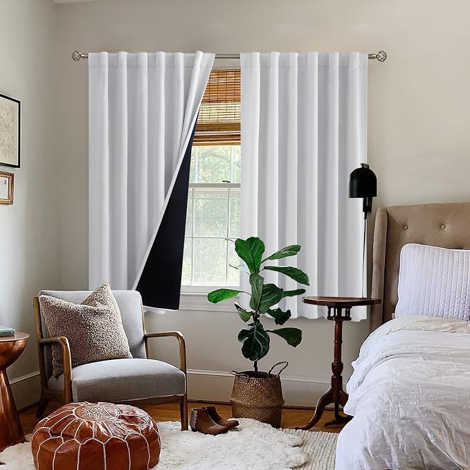 BGment Greyish White 100% Blackout Curtains 54 Inches Long - Image 9
