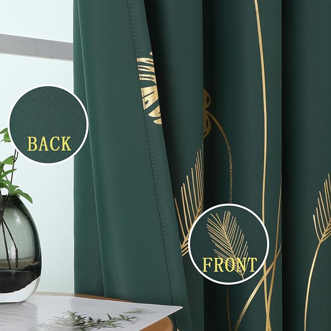 Green Blackout Curtains 63 Inches Long, Room Darkening Curtains - Image 3