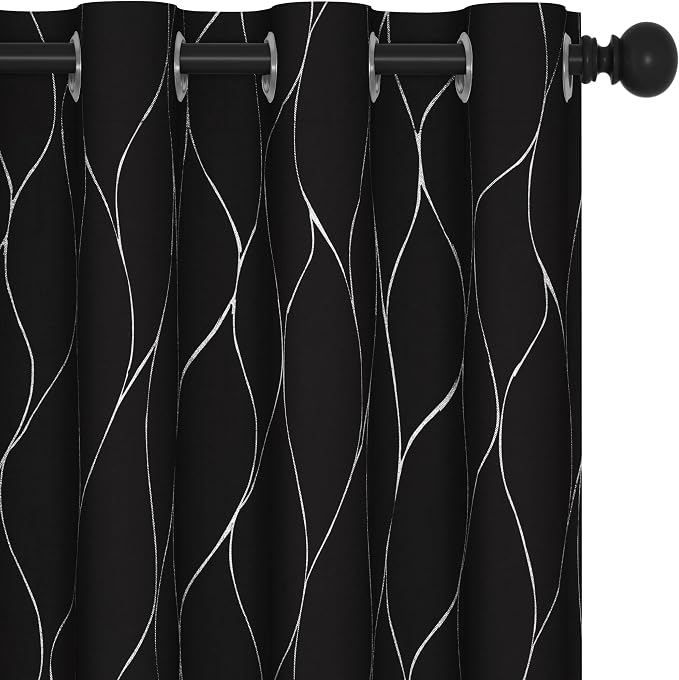 Deconovo Curtains for Living Room, Pattern Blackout Curtains 63 Inches Long | by Unknown