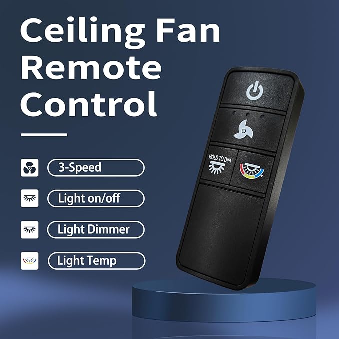 TX028C-S Ceiling Fan Remote Control for Hampton Bay, Hunter, Harbor Breeze - 3 Speed, Light Dimmer Compatible with TX028C, KUJCE10320/TR222A,2AAZPHD3/HD3,98130